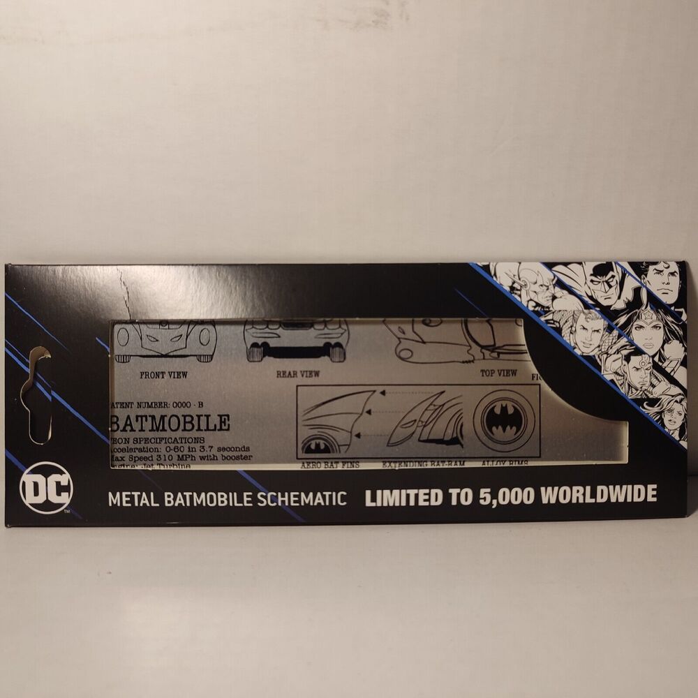 Batman Batmobile Schematic Fan Plate Official DC Limited Edition Collectible